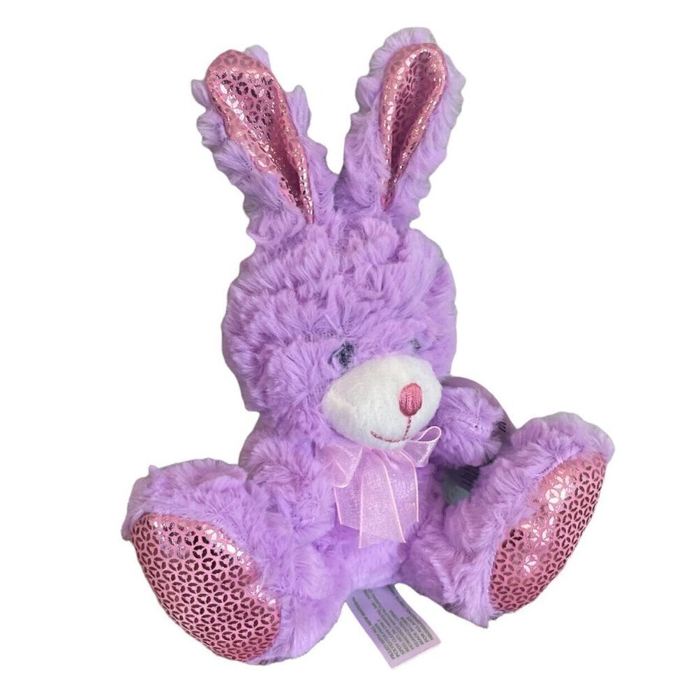 Homerbest Bunny Rabbit Plush 7” Purple & Pink Stuffed Animal With Bow Easter